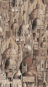 European architecture iPhone wallpaper. Vintage art remixed by rawpixel.