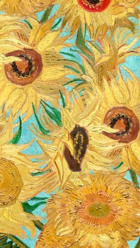 Van Gogh's Sunflowers mobile wallpaper famous painting, remixed by rawpixel
