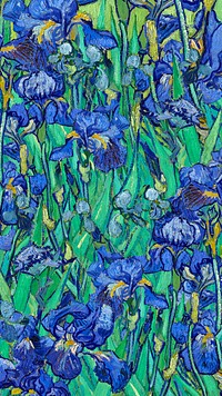 Van Gogh's Irises mobile wallpaper, famous painting, remixed by rawpixel