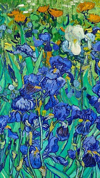 Van Gogh's Irises mobile wallpaper, famous painting, remixed by rawpixel