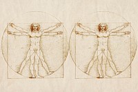 Vitruvian Man vintage background, Leonardo da Vinci's famous artwork, remixed by rawpixel