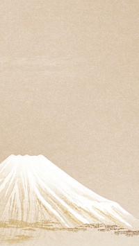 Hiroaki's Mount Fuji iPhone wallpaper, vintage Japanese background, remixed by rawpixel