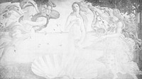 Birth of Venus desktop wallpaper, vintage monotone artwork by Sandro Botticelli, remixed by rawpixel