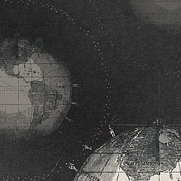 Black vintage globe background, world map aesthetic design, remixed by rawpixel