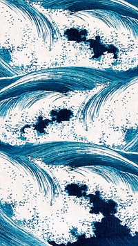 Ocean waves iPhone wallpaper, Uehara Konen's pattern art, remixed by rawpixel