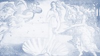 Birth of Venus desktop wallpaper, vintage blue artwork by Sandro Botticelli, remixed by rawpixel
