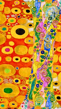Gustav Klimt's painting mobile wallpaper, Hope II pattern design, remixed by rawpixel