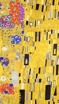 The Kiss pattern mobile wallpaper, Gustav Klimt's famous painting design, remixed by rawpixel