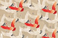 Vintage flying cranes background, bird pattern illustration, remixed by rawpixel