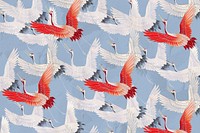 Vintage flying cranes background, bird pattern illustration, remixed by rawpixel