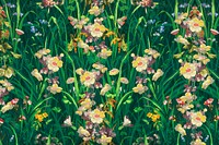 Grass with wildflowers patterned background, remixed by rawpixel