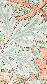 William Morris' St.James mobile wallpaper, vintage botanical pattern background, remixed by rawpixel