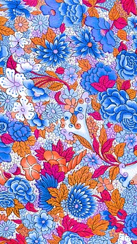 Colorful flower patterned mobile wallpaper, Owen Jones's famous artwork, remixed by rawpixel