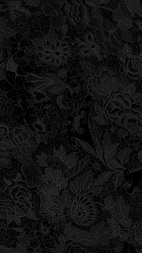 Black flower patterned mobile wallpaper, Owen Jones's famous artwork, remixed by rawpixel