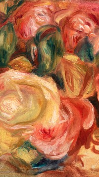 Roses iPhone wallpaper, Pierre-Auguste Renoir's famous painting, remixed by rawpixel