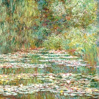 Water lily pond background. Claude Monet artwork, remixed by rawpixel.