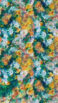 Chrysanthemums mobile wallpaper, Pierre-Auguste Renoir's famous artwork, remixed by rawpixel
