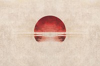 Hokusai's Japanese sunset background, beige nature illustration, remixed by rawpixel