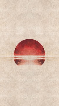 Hokusai's Japanese sunset mobile wallpaper, beige nature background, remixed by rawpixel