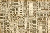 Sepia city buildings pattern background. Vintage art remixed by rawpixel.