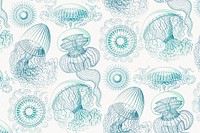 Vintage jellyfish pattern background, marine life illustration by Ernst Haeckel, remixed by rawpixel