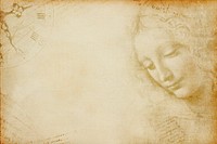 La Scapigliata brown background, Leonardo da Vinci's famous artwork, remixed by rawpixel