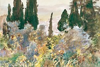Granada nature painting background, John Singer Sargent's artwork, remixed by rawpixel