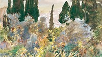 Granada nature painting desktop wallpaper, John Singer Sargent's artwork, remixed by rawpixel