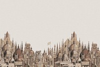 European architecture beige border background psd. Vintage art remixed by rawpixel.