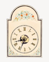 Clock isolated vintage object on white background
