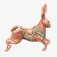 Carousel Rabbit, animal collage element by Robert Pohle psd, remixed by rawpixel