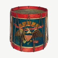 Civil War drum object cutout psd, collage element