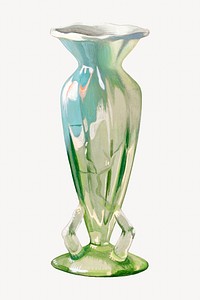 Green vintage vase isolated vintage object on white background