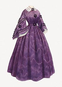 Purple Victorian gown illustration psd, collage element