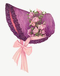 Purple woman's bonnet psd, collage element