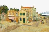 Van Gogh's famous painting border, The yellow house psd, remixed by rawpixel