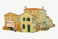 Van Gogh's The yellow house, famous painting clipart psd, remixed by rawpixel