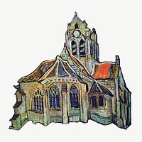 Vincent van Gogh's The Church at Auvers, famous painting clipart psd, remixed by rawpixel