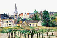 Village Square border background psd. Paul Cezanne artwork remixed by rawpixel.