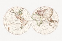 Vintage world map collage element psd, artwork by Bowles Carington, remixed by rawpixel