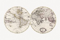 Vintage world map collage element psd, artwork by Bowles Carington, remixed by rawpixel