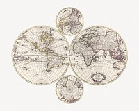 Vintage world map collage element psd, artwork by Bowles Carington, remixed by rawpixel