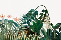 The Equatorial Jungle background, Henri Rousseau's illustration border psd, remixed by rawpixel