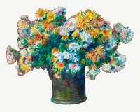 Pierre-Auguste Renoir's Chrysanthemums, famous artwork psd, remixed by rawpixel