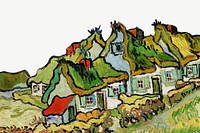 Houses and Figure border, Vincent Van Gogh's famous painting psd, remixed by rawpixel