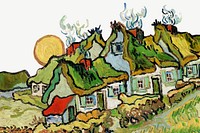 Van Gogh's Houses and Figure border, famous painting psd, remixed by rawpixel