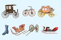 Victorian carriage, vintage transportation set psd, remixed by rawpixel