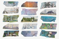 Claude Monet washi tape set psd. Famous art remixed by rawpixel.