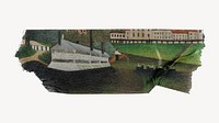 Vintage lake washi tape, Henri Rousseau's illustration, remixed by rawpixel