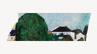 Edvard Munch's washi tape, vintage village illustration, remixed by rawpixel